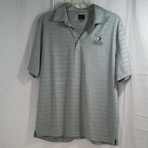 Greg Norman Collection,  Men's Light Gray Striped Polo Shirt